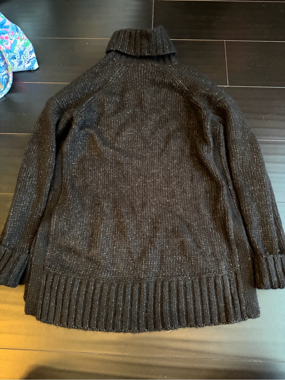 Everlane Black Turtleneck Cozy Ribbed Sweater merino blend Euc XS
